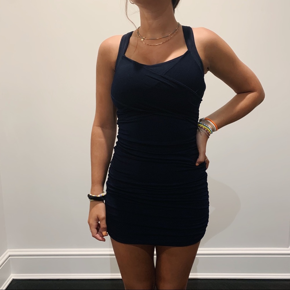 Navy body con dress!